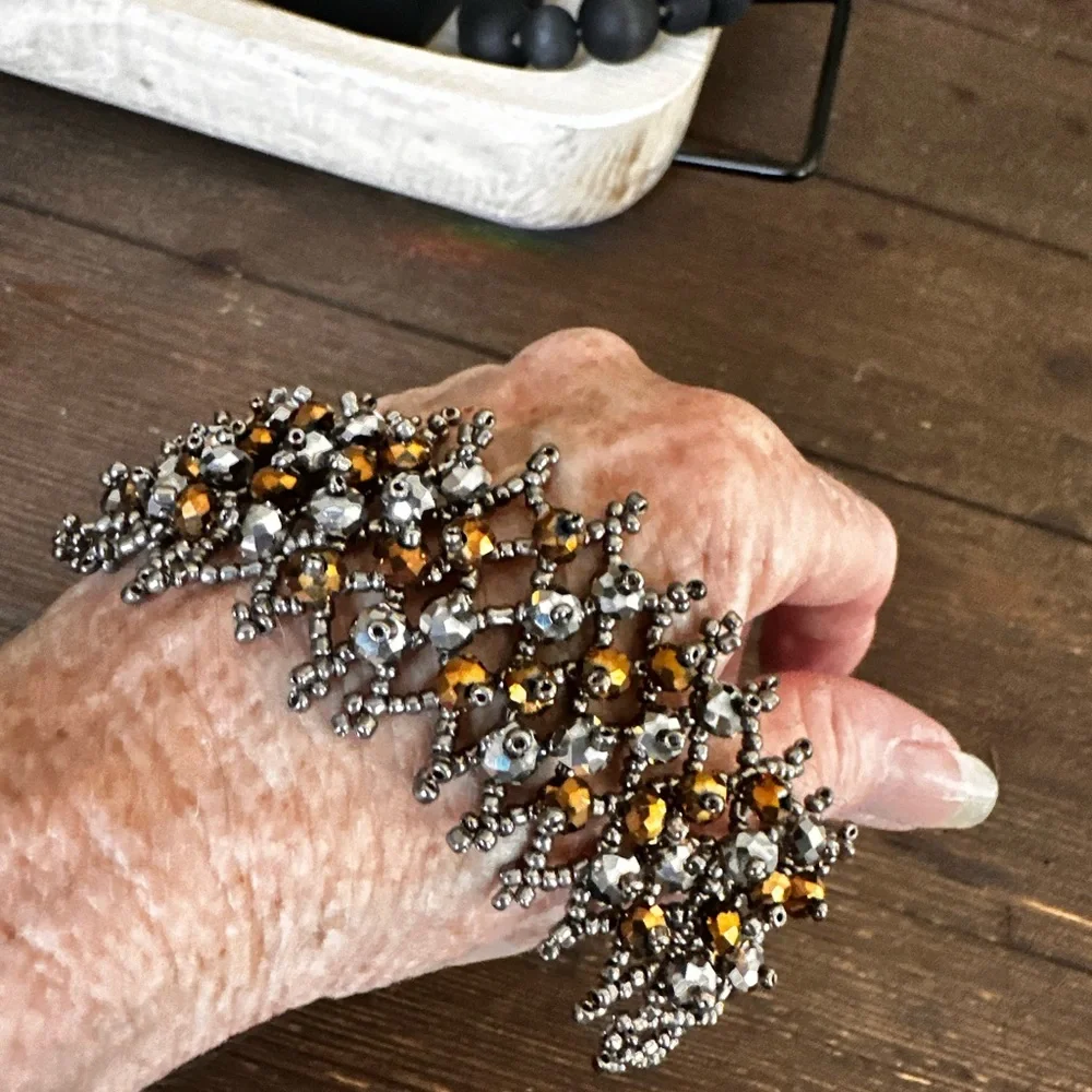 Elegant Silver and Gold Beaded Bracelet